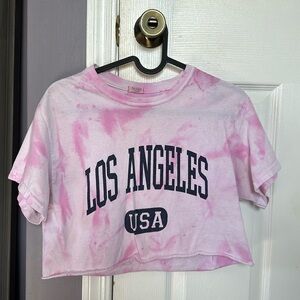 Pink tie dye cropped tee